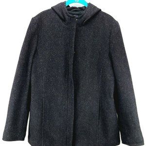 Gap Hooded Wool Winter Jacket Black Women Size L